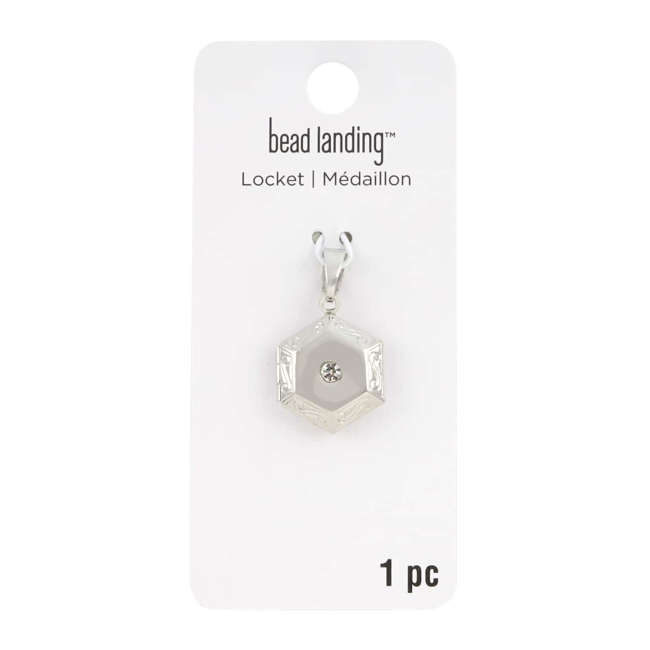 12 Pack: Rhodium Etched Hexagon Locket by Bead Landing™
